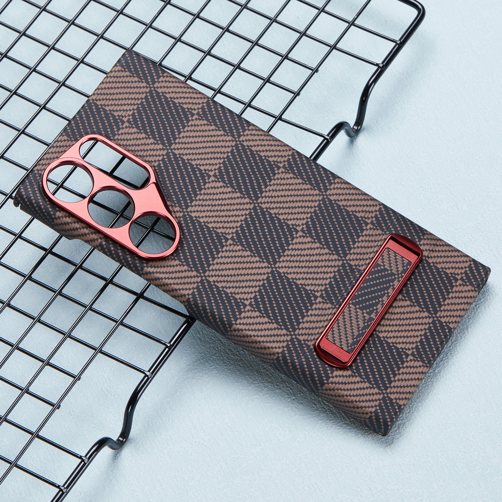 For Samsung Galaxy S24 Ultra Case Metal Lens Protection Aramid Fiber Phone Cover with Kickstand