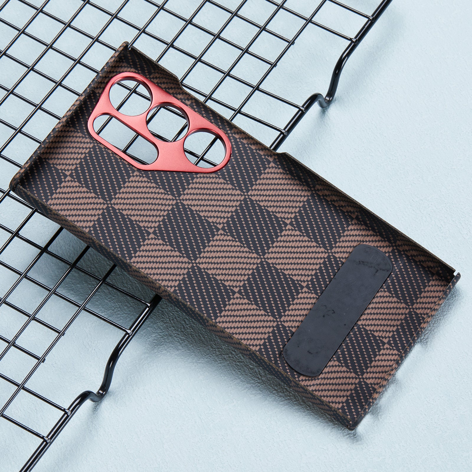 For Samsung Galaxy S24 Ultra Case Metal Lens Protection Aramid Fiber Phone Cover with Kickstand