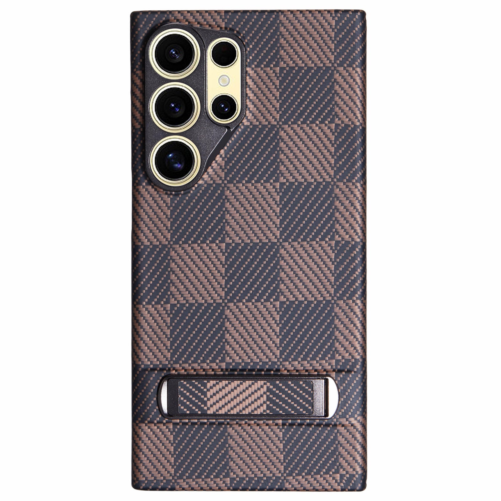 For Samsung Galaxy S24 Ultra Case Metal Lens Protection Aramid Fiber Phone Cover with Kickstand