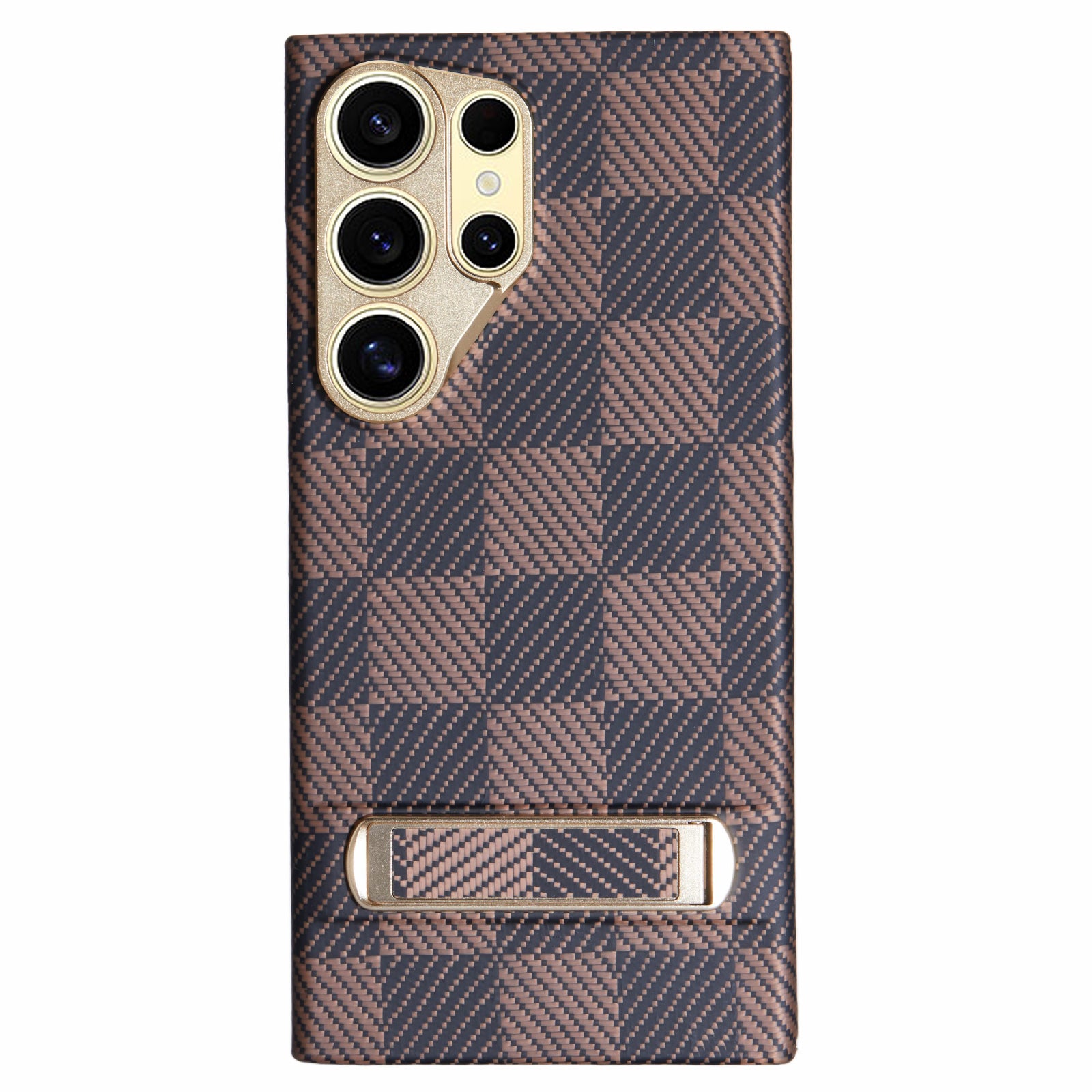 For Samsung Galaxy S24 Ultra Case Metal Lens Protection Aramid Fiber Phone Cover with Kickstand