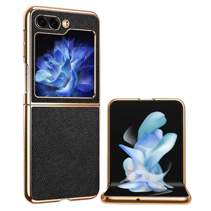 For Samsung Galaxy Z Flip5 5G Phone Case Cross Texture PU Leather+TPU Cover