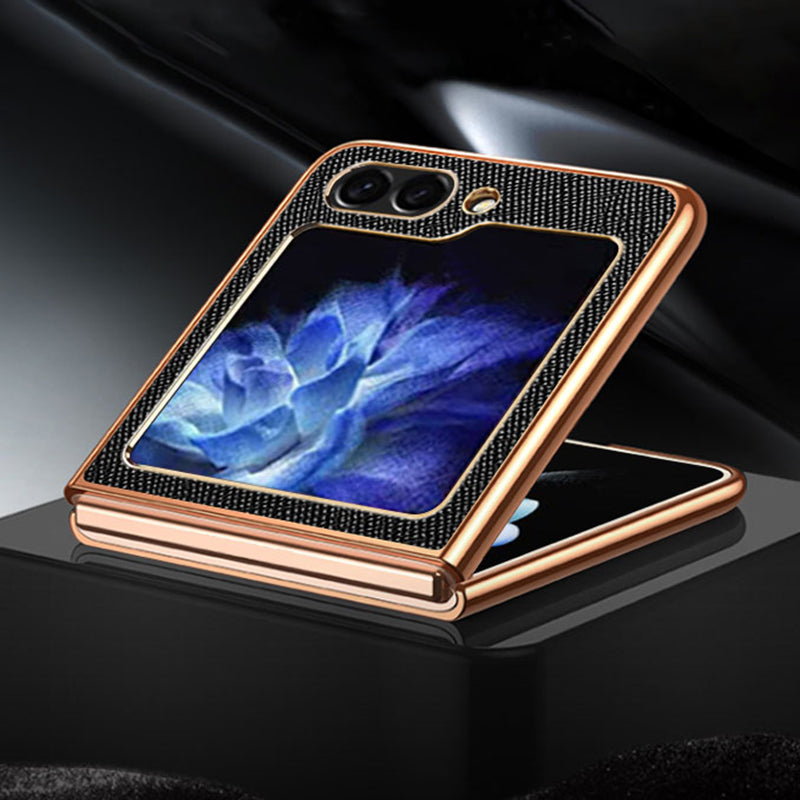 For Samsung Galaxy Z Flip5 5G Phone Case Cross Texture PU Leather+TPU Cover