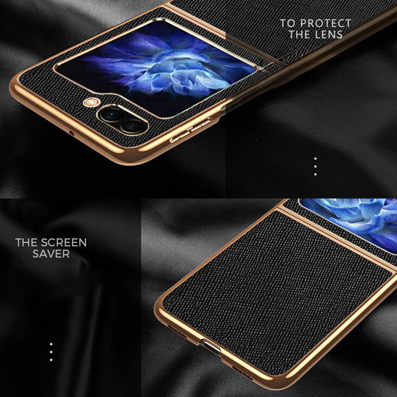For Samsung Galaxy Z Flip5 5G Phone Case Cross Texture PU Leather+TPU Cover