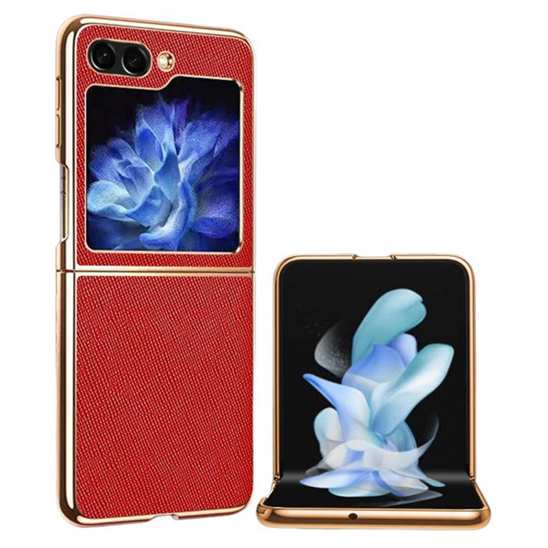 For Samsung Galaxy Z Flip5 5G Phone Case Cross Texture PU Leather+TPU Cover