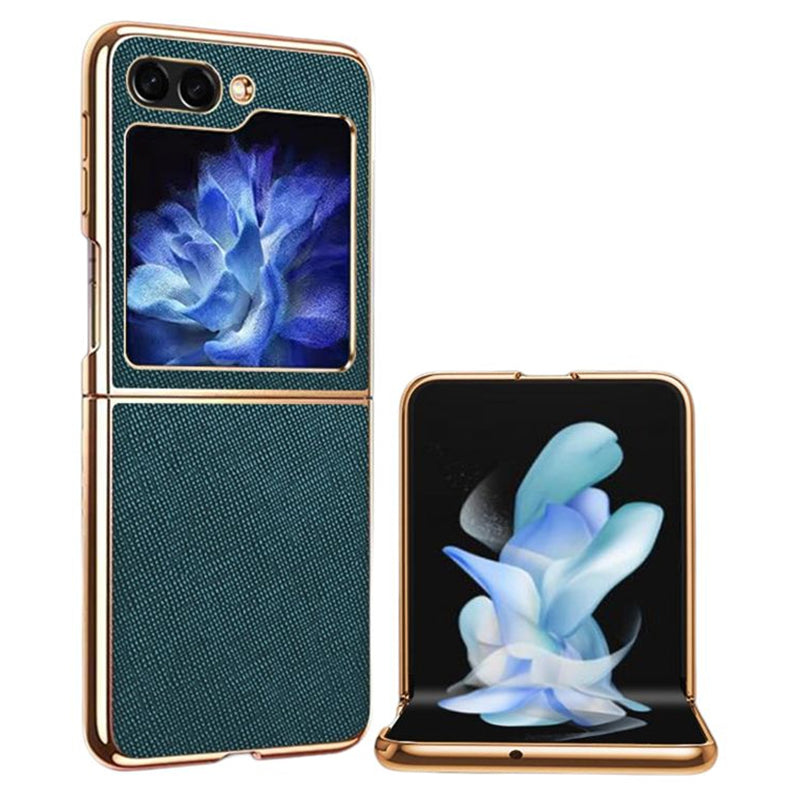 For Samsung Galaxy Z Flip5 5G Phone Case Cross Texture PU Leather+TPU Cover
