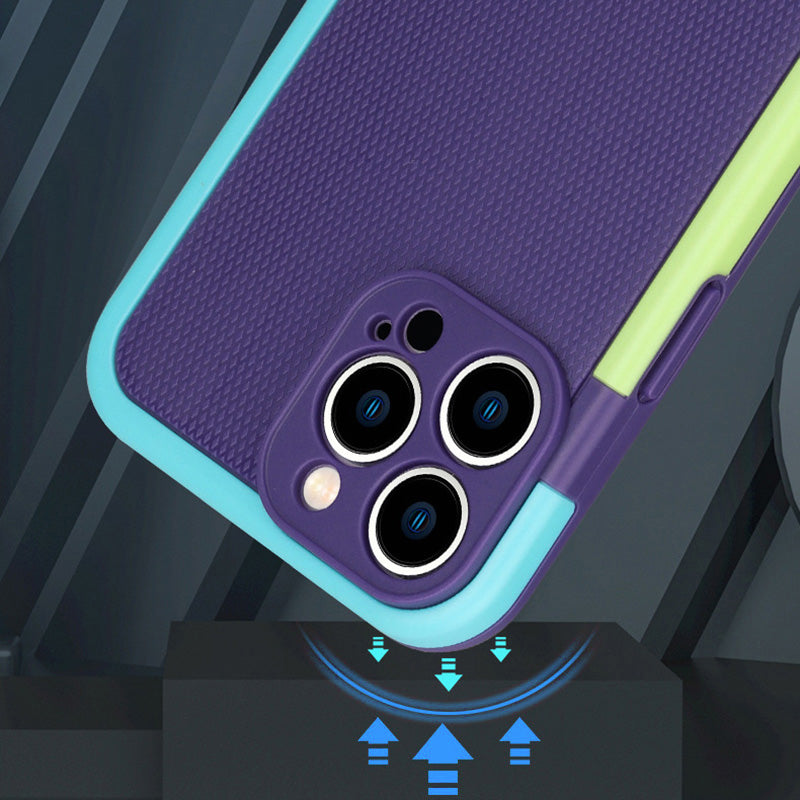 WOLMTT For iPhone 13 Pro 6.1 inch Phone Case Dual Color Frame Rhombus Texture Protective Cover