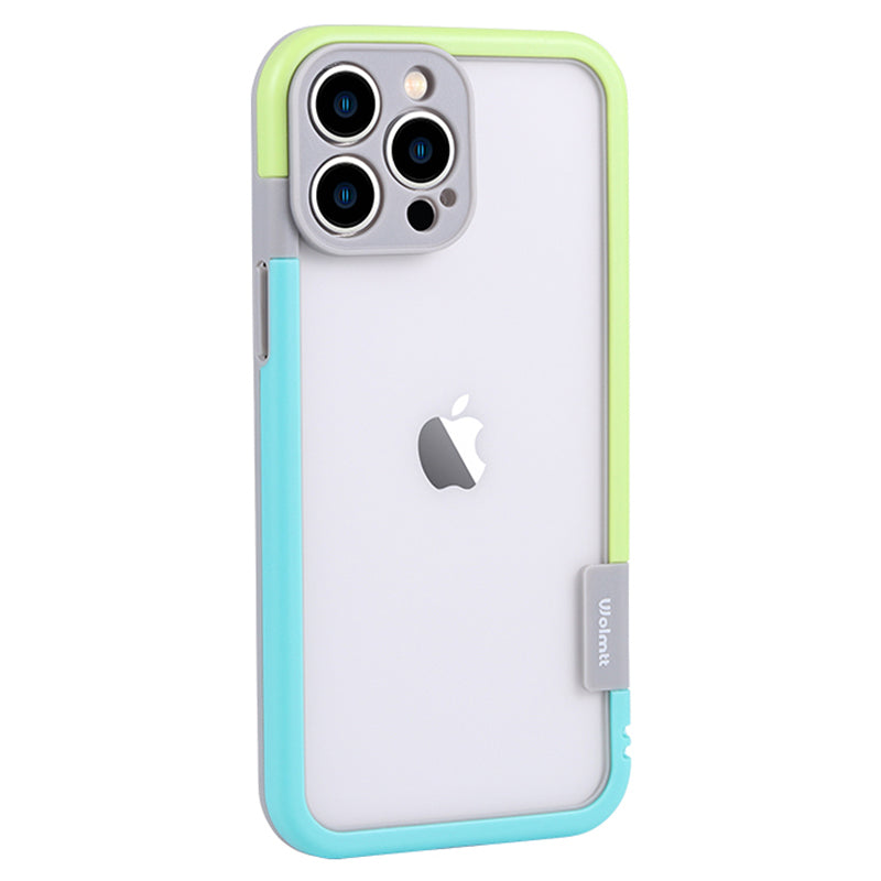 WOLMTT For iPhone 13 Pro Max 6.7 inch Case Dual Color Frame PC+TPU Anti-scratch Phone Cover