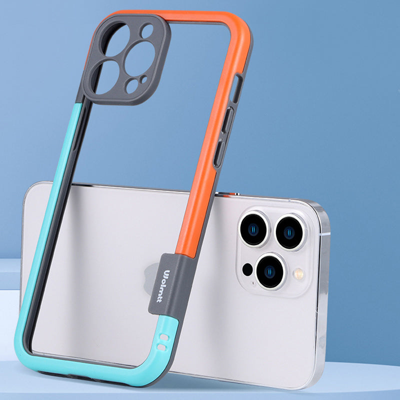 WOLMTT For iPhone 14 Pro Dual Color Frame Case PC+TPU Shockproof Phone Cover