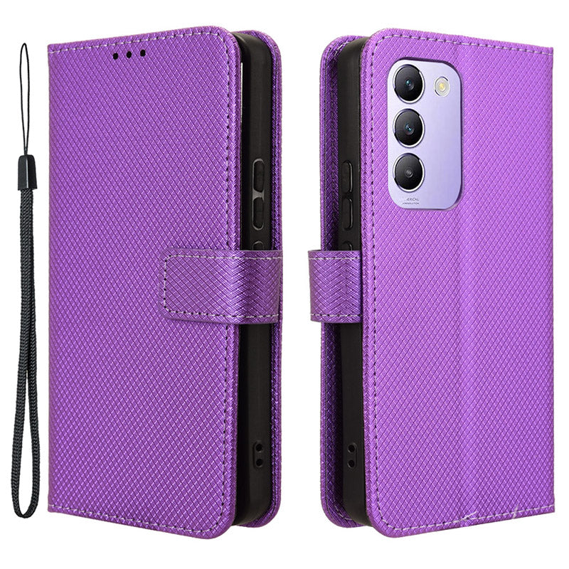 For vivo Y200e 5G / V40 SE 5G / Y100 5G (Indonesia) / V30 Lite 4G / T3 5G / Y100 4G / V30 SE 5G Case Diamond Texture Flip Phone Cover