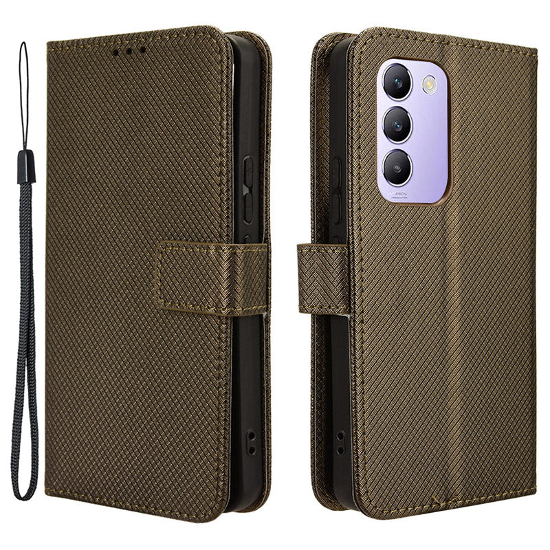 For vivo Y200e 5G / V40 SE 5G / Y100 5G (Indonesia) / V30 Lite 4G / T3 5G / Y100 4G / V30 SE 5G Case Diamond Texture Flip Phone Cover