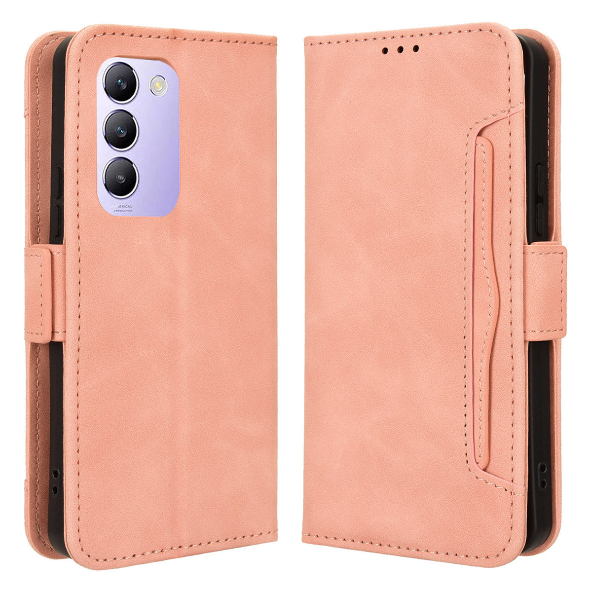 For vivo Y200e 5G / V40 SE 5G / Y100 5G (Indonesia) / V30 Lite 4G / T3 5G / Y100 4G / V30 SE 5G Case Stand Multiple Card Slots Leather Shell