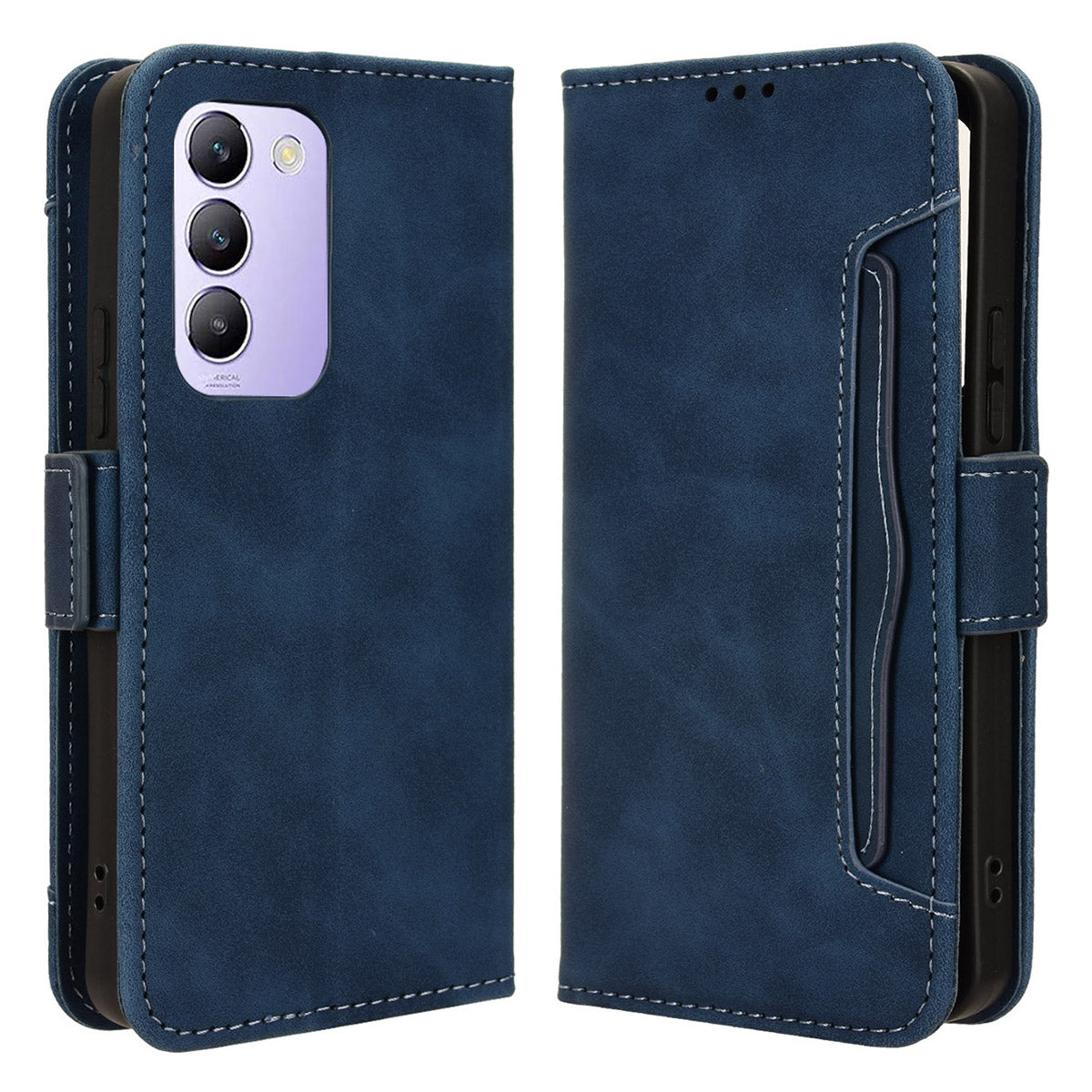 For vivo Y200e 5G / V40 SE 5G / Y100 5G (Indonesia) / V30 Lite 4G / T3 5G / Y100 4G / V30 SE 5G Case Stand Multiple Card Slots Leather Shell