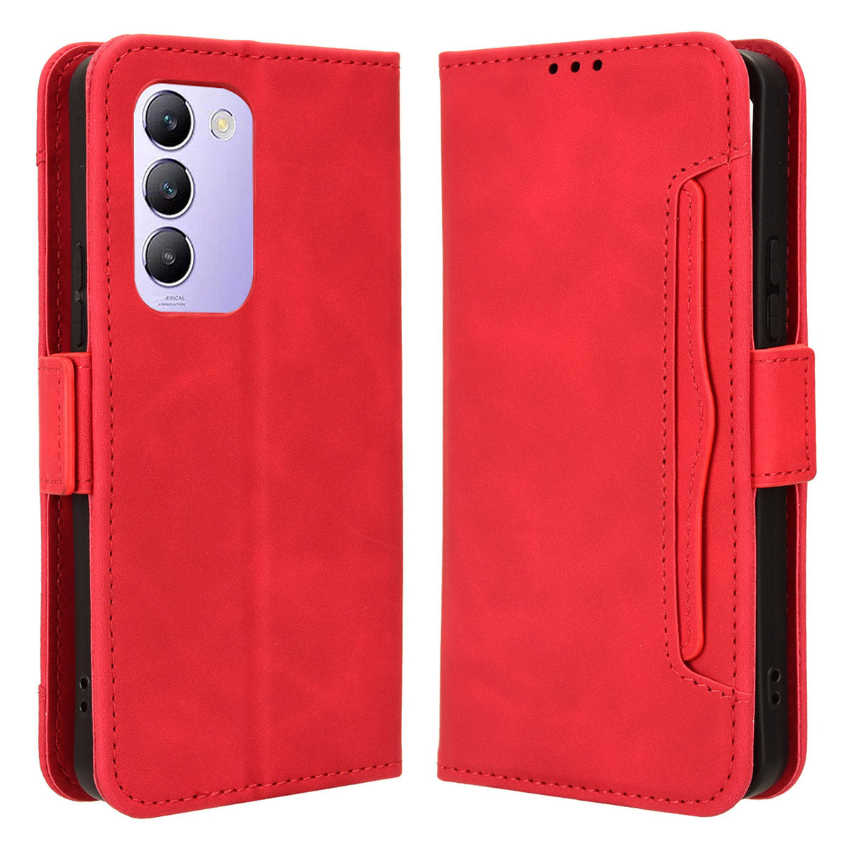 For vivo Y200e 5G / V40 SE 5G / Y100 5G (Indonesia) / V30 Lite 4G / T3 5G / Y100 4G / V30 SE 5G Case Stand Multiple Card Slots Leather Shell