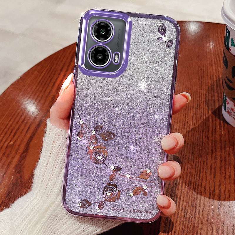 KADEM For Motorola Moto G34 5G Case Bling Glitter Flexible TPU Protective Back Cover