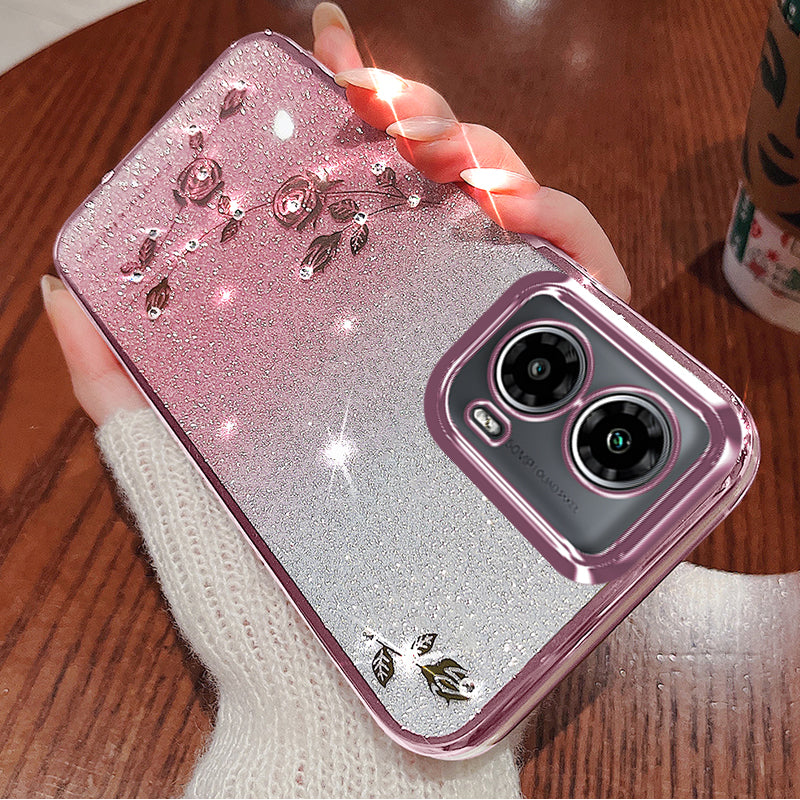 KADEM For Motorola Moto G34 5G Case TPU Glitter Sparkle Phone Protector with Long Lanyard