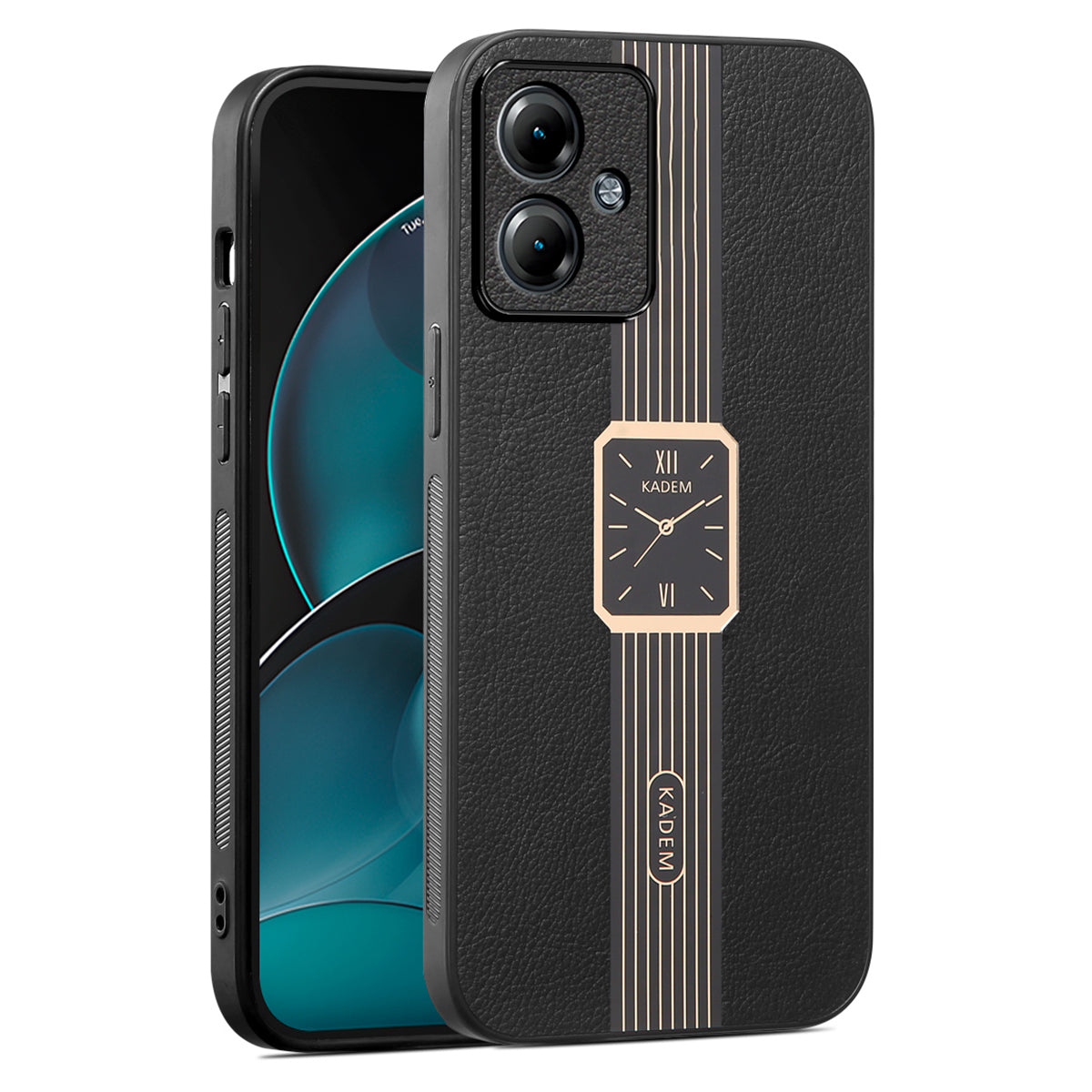 KADEM For Motorola Moto G54 5G Case Watch Pattern Leather+TPU+Acrylic Phone Cover