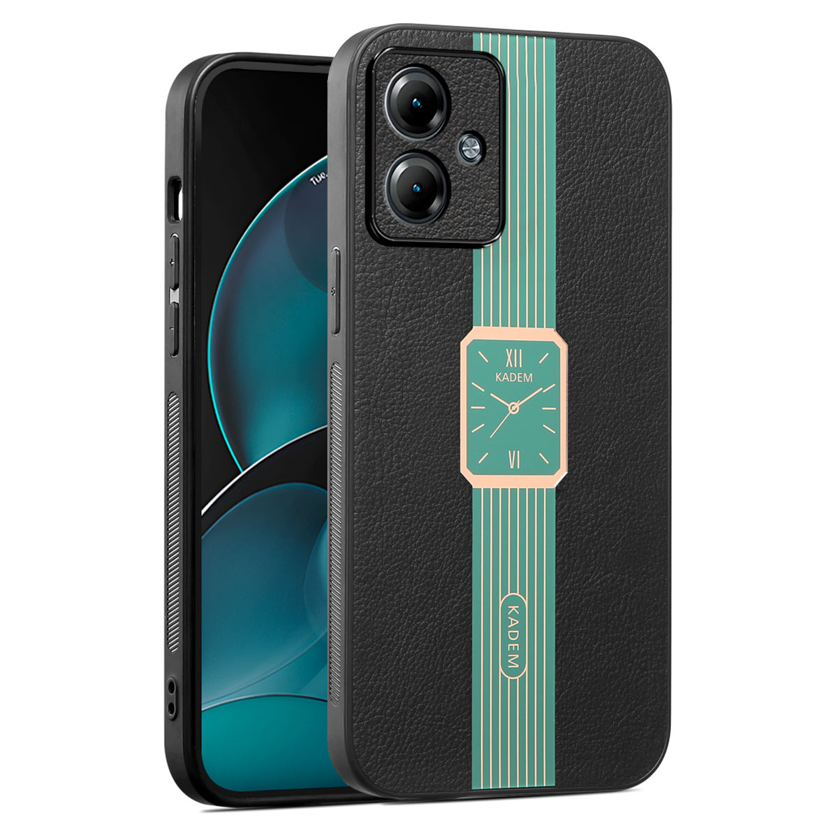 KADEM For Motorola Moto G54 5G Case Watch Pattern Leather+TPU+Acrylic Phone Cover