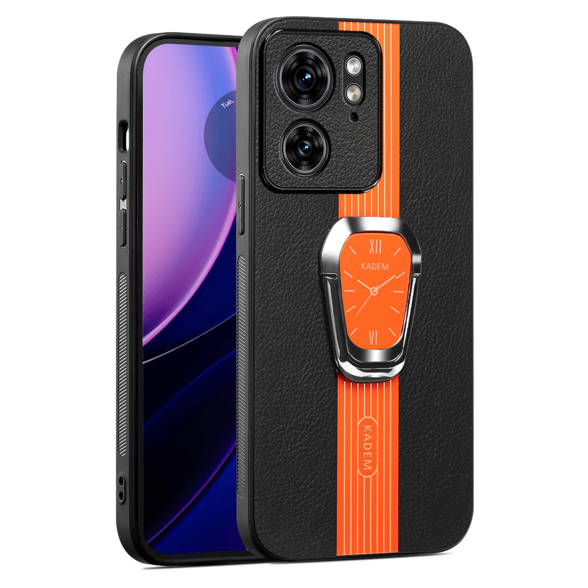 KADEM For Motorola Edge 40 5G Cover Folding Kickstand PU+TPU+Acrylic Mobile Phone Case