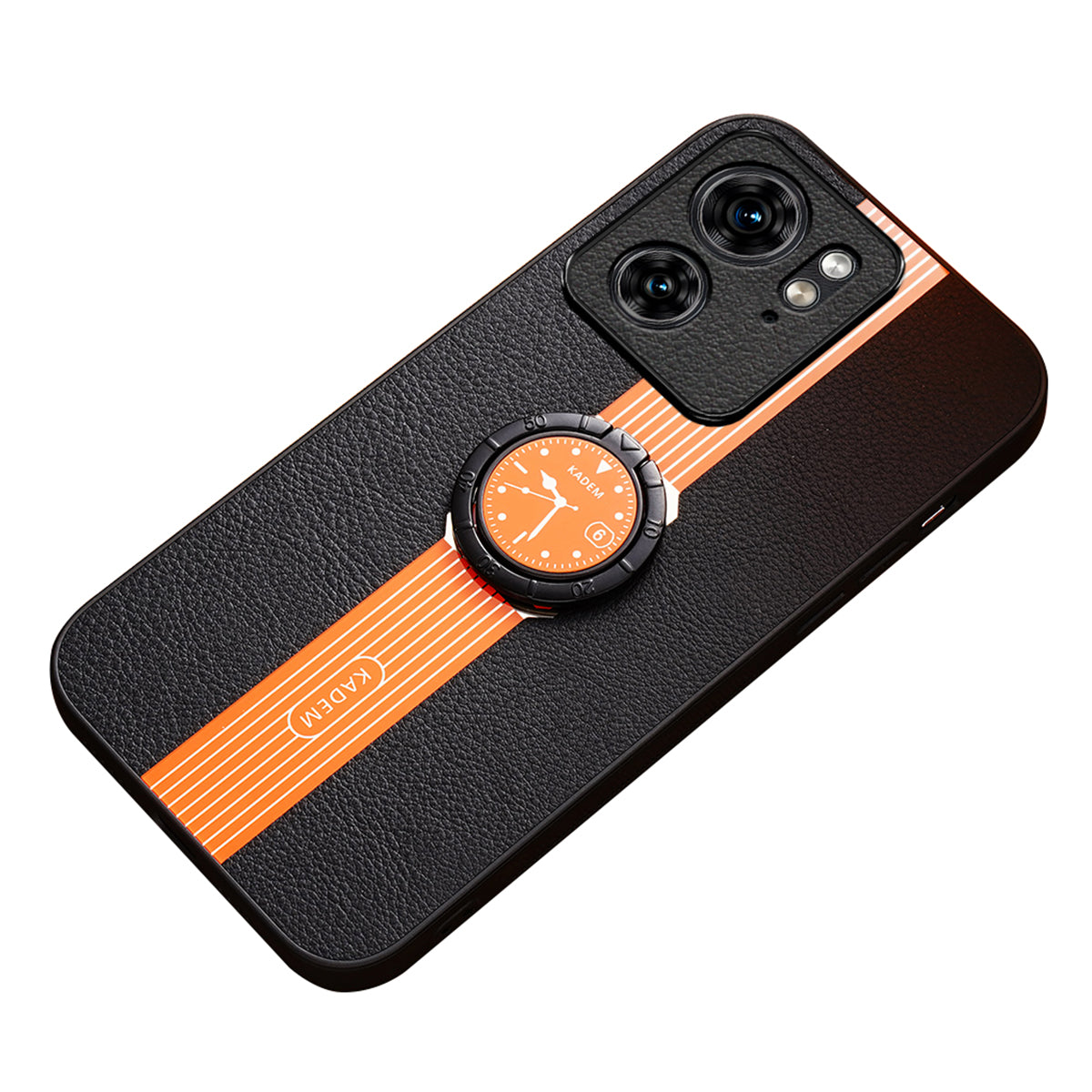 KADEM For Motorola Edge 40 5G Mobile Phone Case Leather Coated Acrylic+TPU Cover with Ring Kickstand