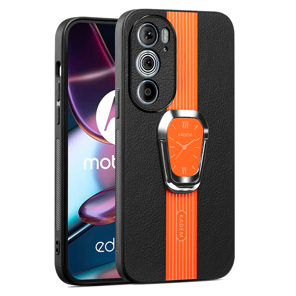 KADEM For Motorola Edge 30 Pro (Motorola Edge+ (2022)) Cover PU+TPU+Acrylic Kickstand Phone Case