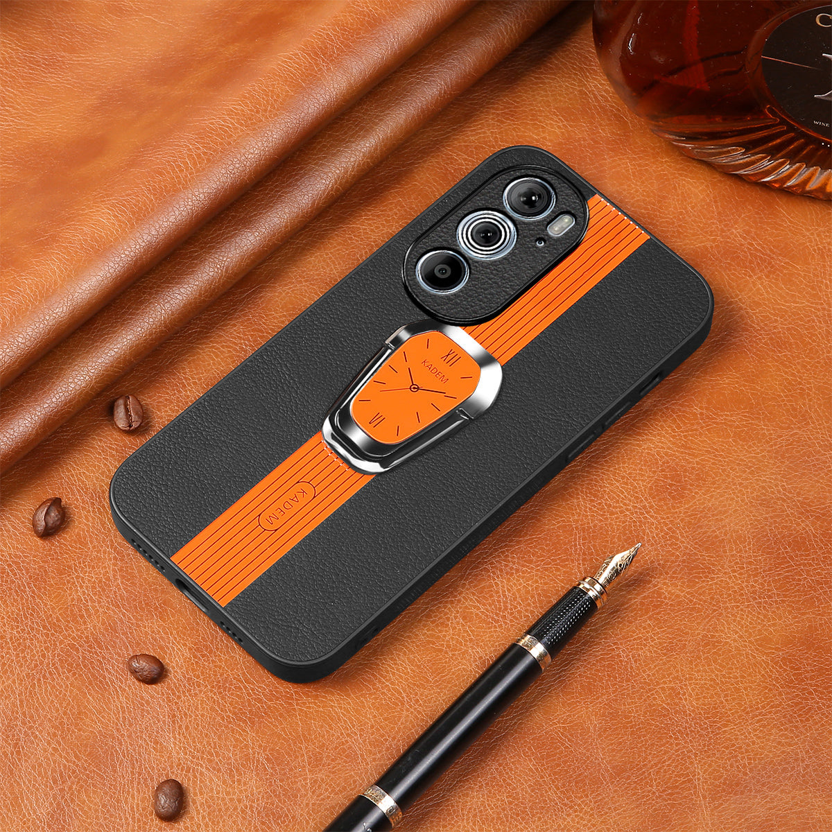 KADEM For Motorola Edge 30 Pro (Motorola Edge+ (2022)) Cover PU+TPU+Acrylic Kickstand Phone Case