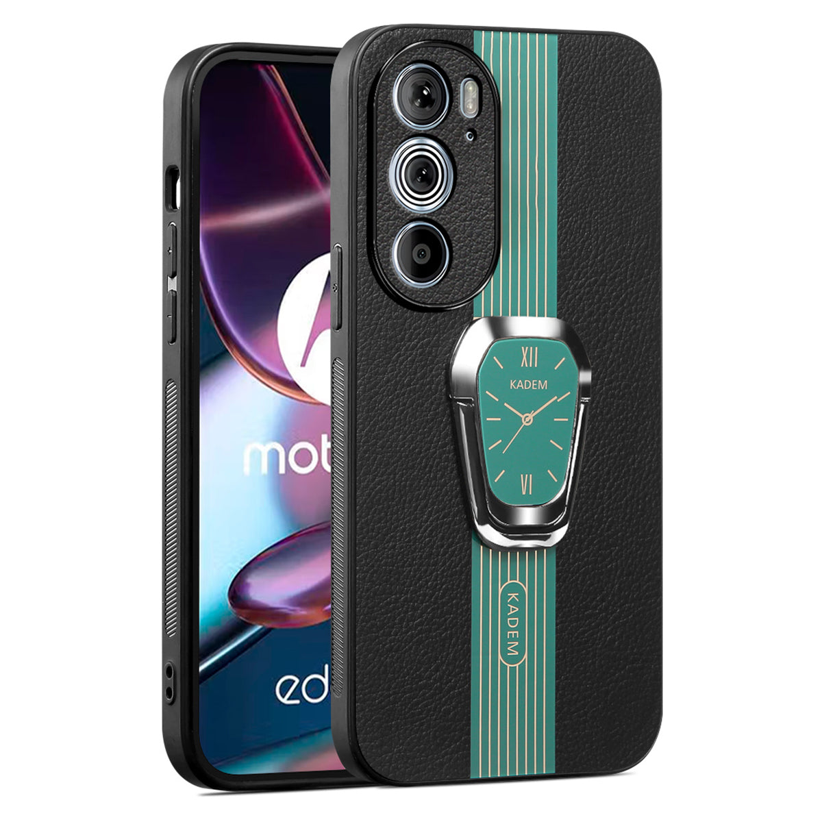 KADEM For Motorola Edge 30 Pro (Motorola Edge+ (2022)) Cover PU+TPU+Acrylic Kickstand Phone Case