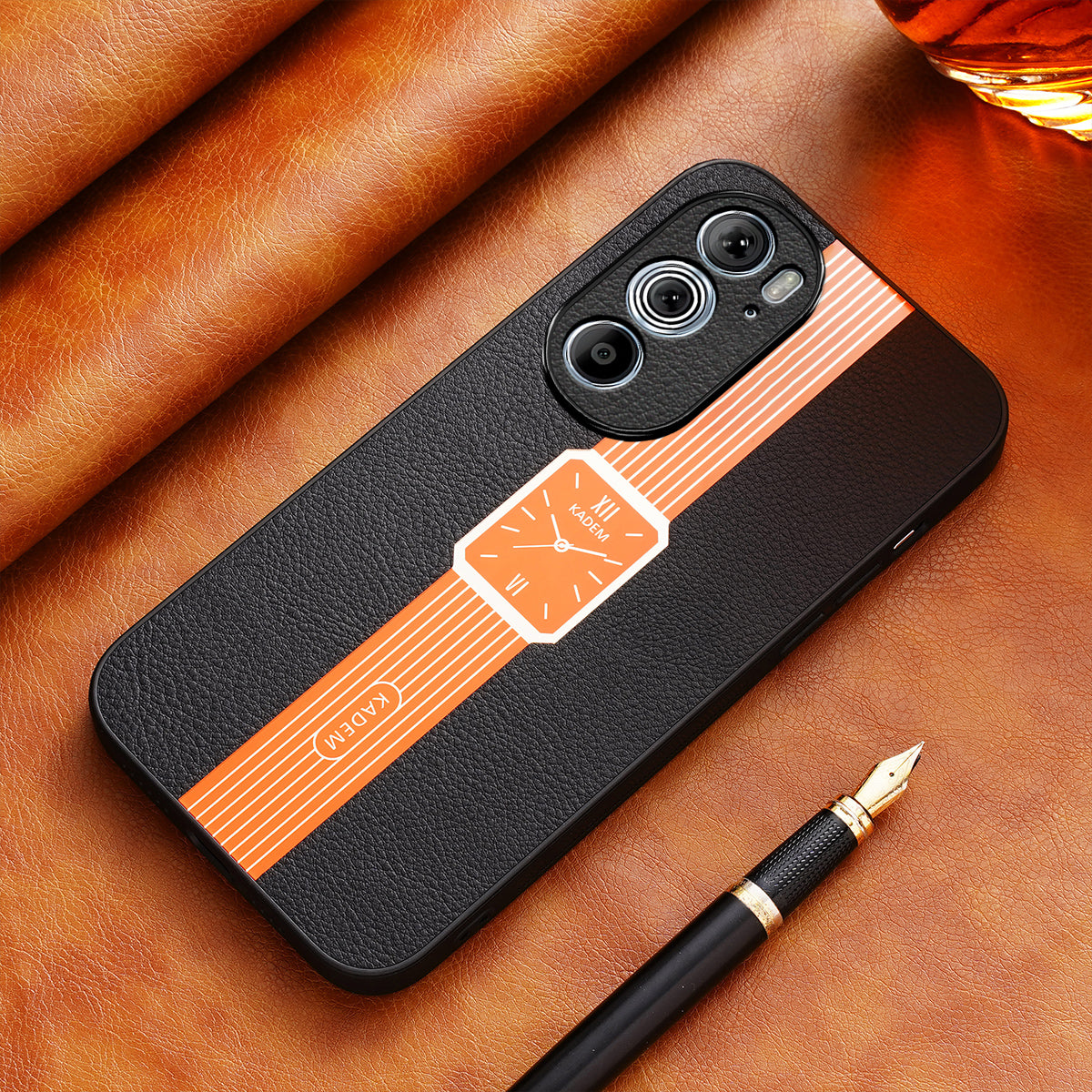 KADEM For Motorola Edge 30 Pro (Motorola Edge+ (2022)) Case PU+TPU+Acrylic Watch Pattern Smartphone Cover