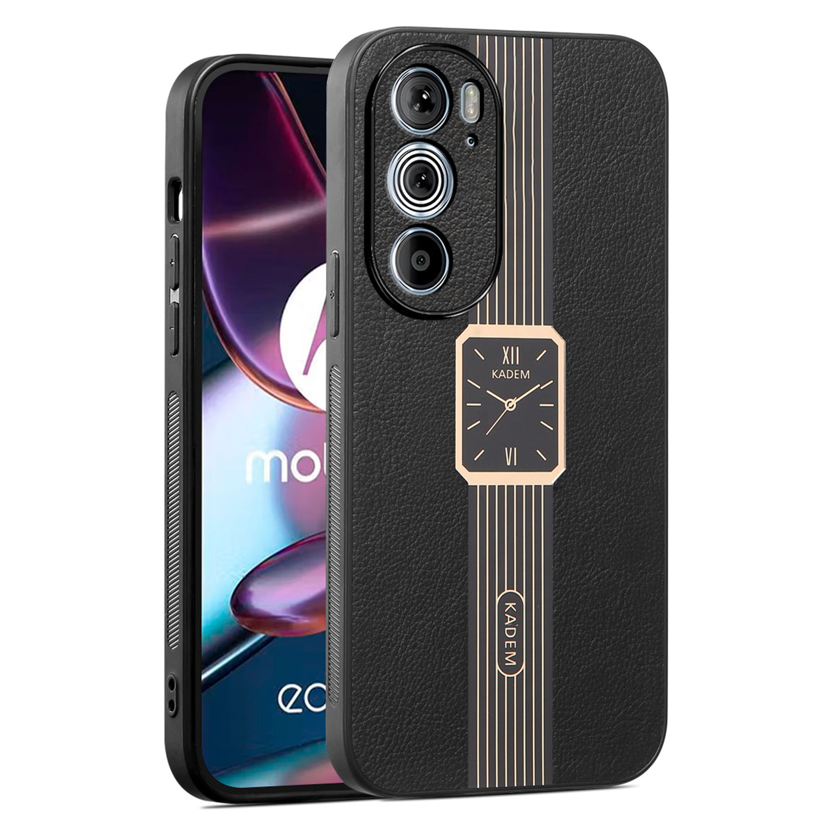 KADEM For Motorola Edge 30 Pro (Motorola Edge+ (2022)) Case PU+TPU+Acrylic Watch Pattern Smartphone Cover