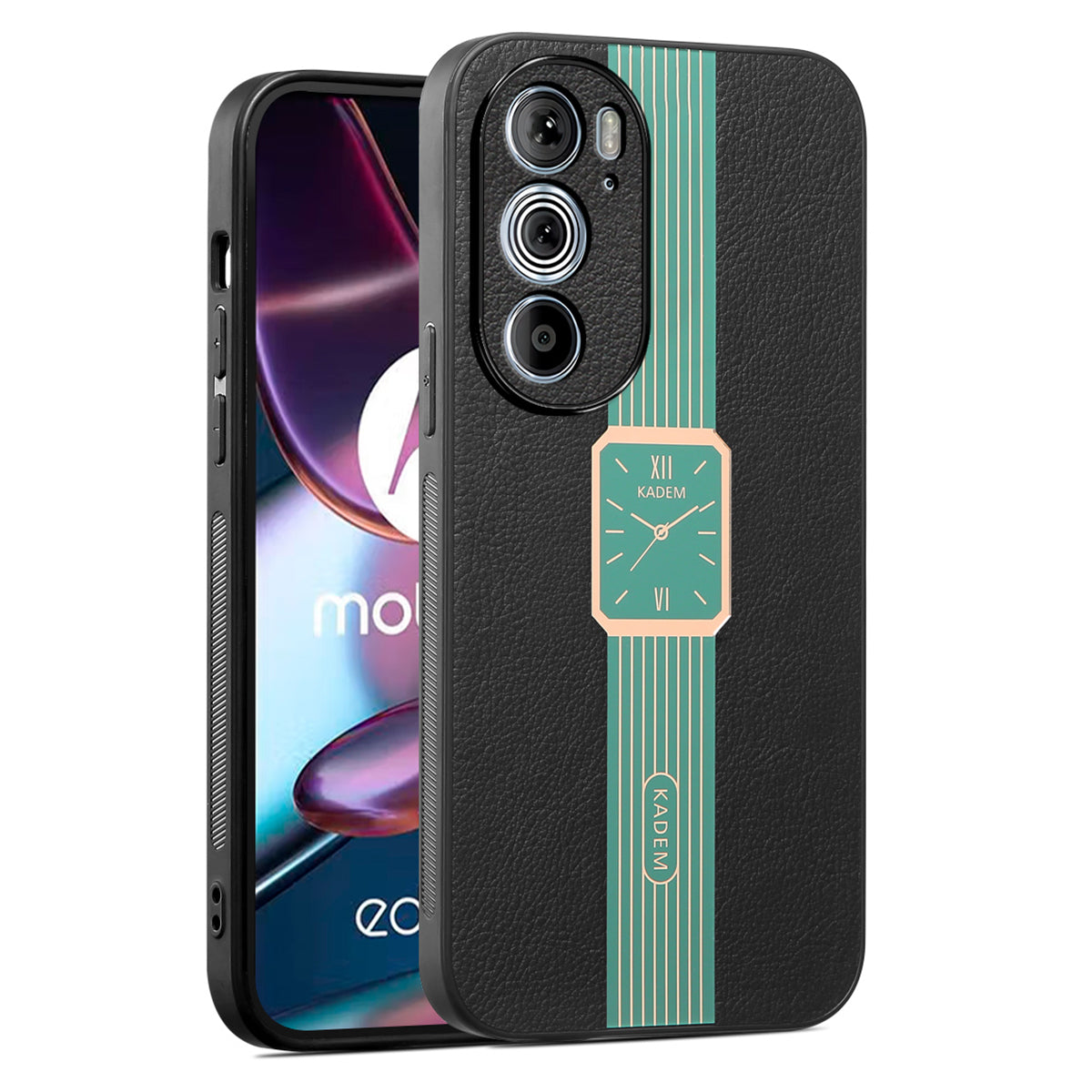 KADEM For Motorola Edge 30 Pro (Motorola Edge+ (2022)) Case PU+TPU+Acrylic Watch Pattern Smartphone Cover
