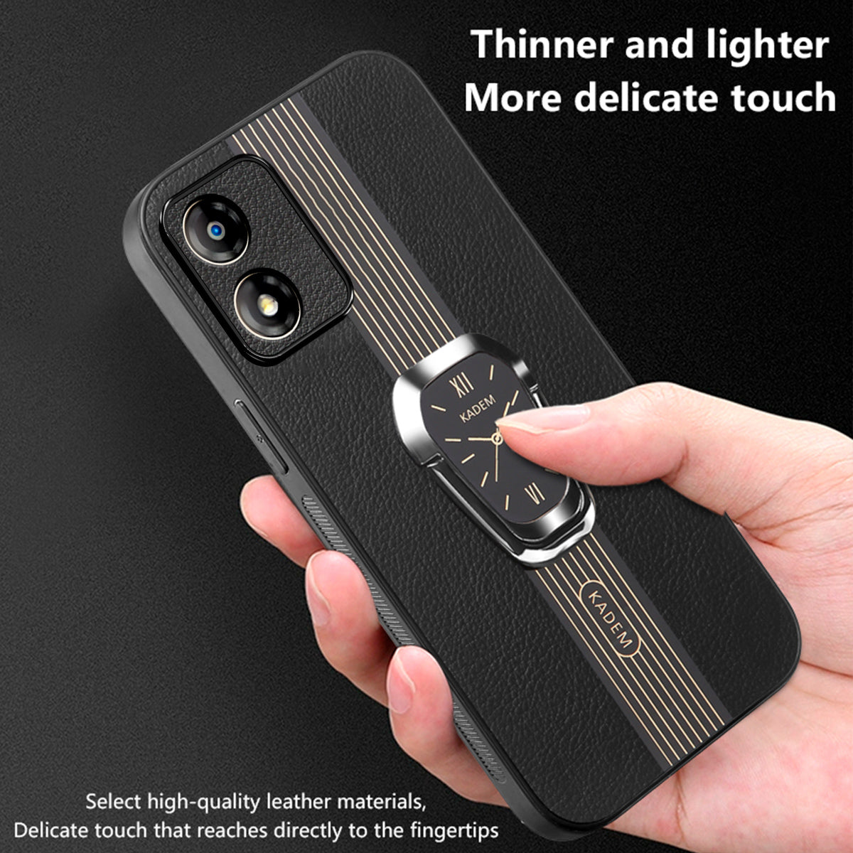 KADEM For Motorola Moto E13 4G Cover PU+TPU+Acrylic Hands-free Kickstand Phone Case