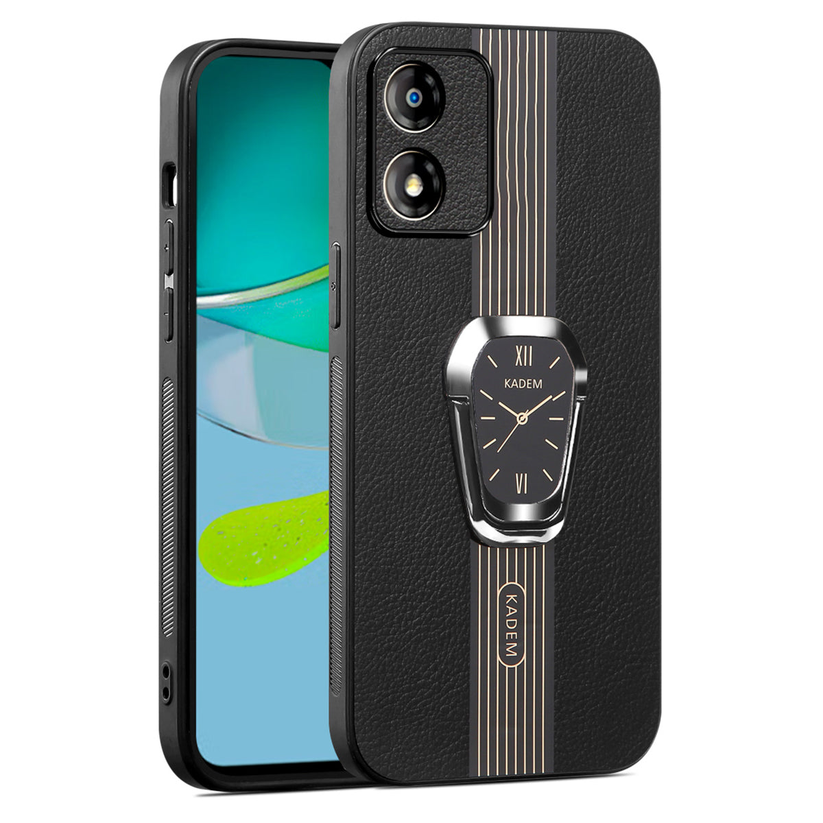 KADEM For Motorola Moto E13 4G Cover PU+TPU+Acrylic Hands-free Kickstand Phone Case