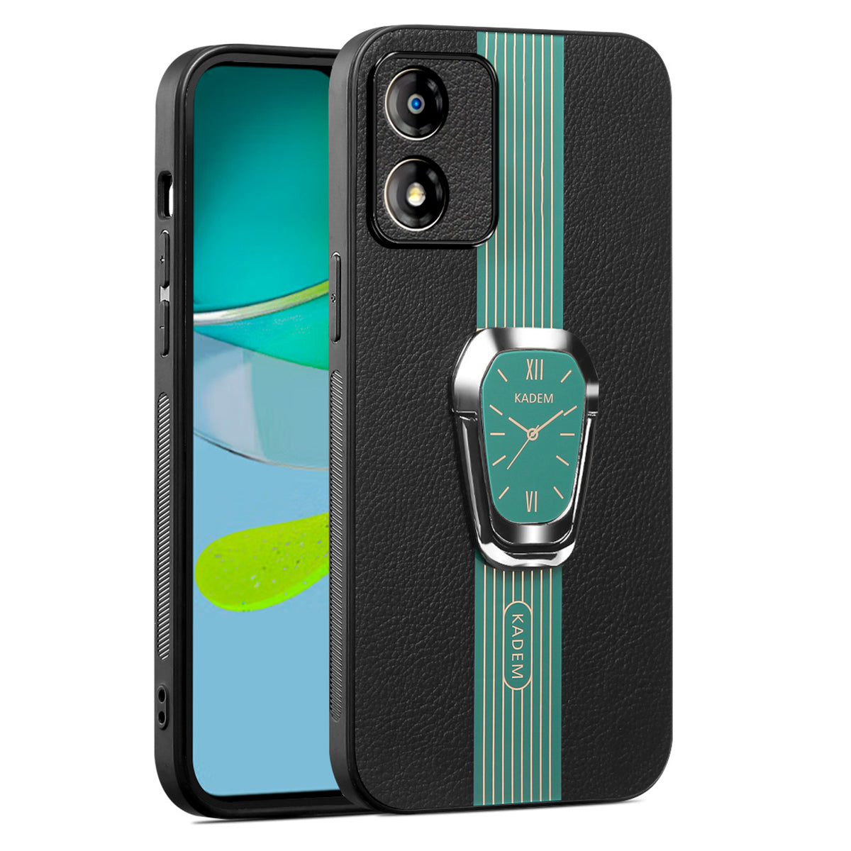 KADEM For Motorola Moto E13 4G Cover PU+TPU+Acrylic Hands-free Kickstand Phone Case