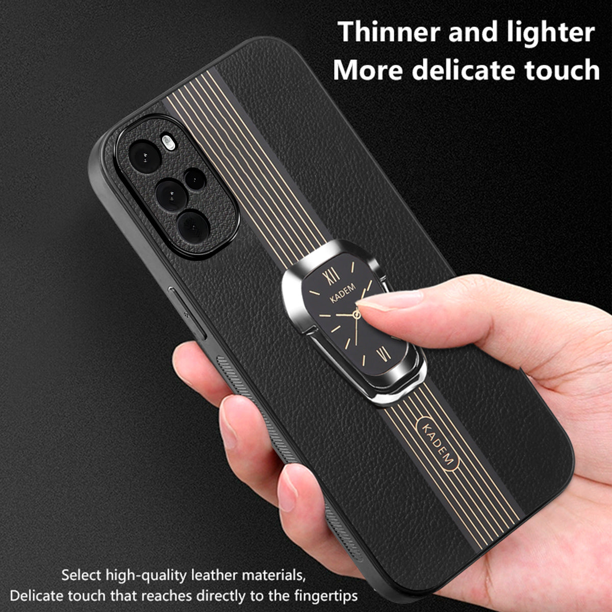 KADEM For Motorola Moto G22 Cover PU+TPU+Acrylic Anti-drop Phone Kickstand Case