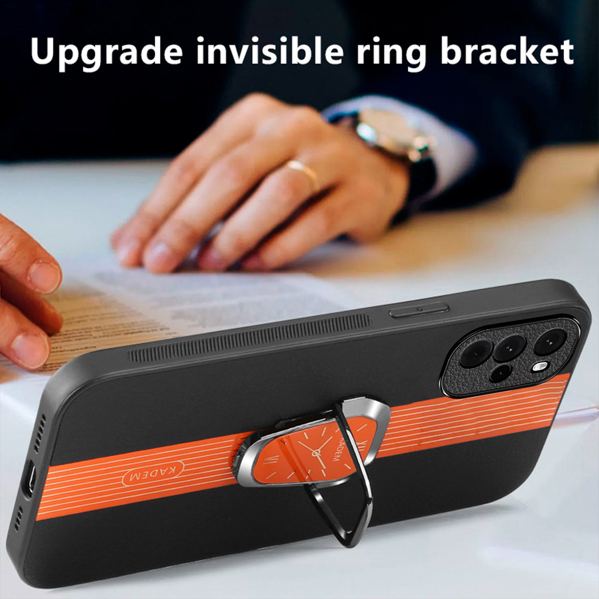 KADEM For Motorola Moto G22 Cover PU+TPU+Acrylic Anti-drop Phone Kickstand Case