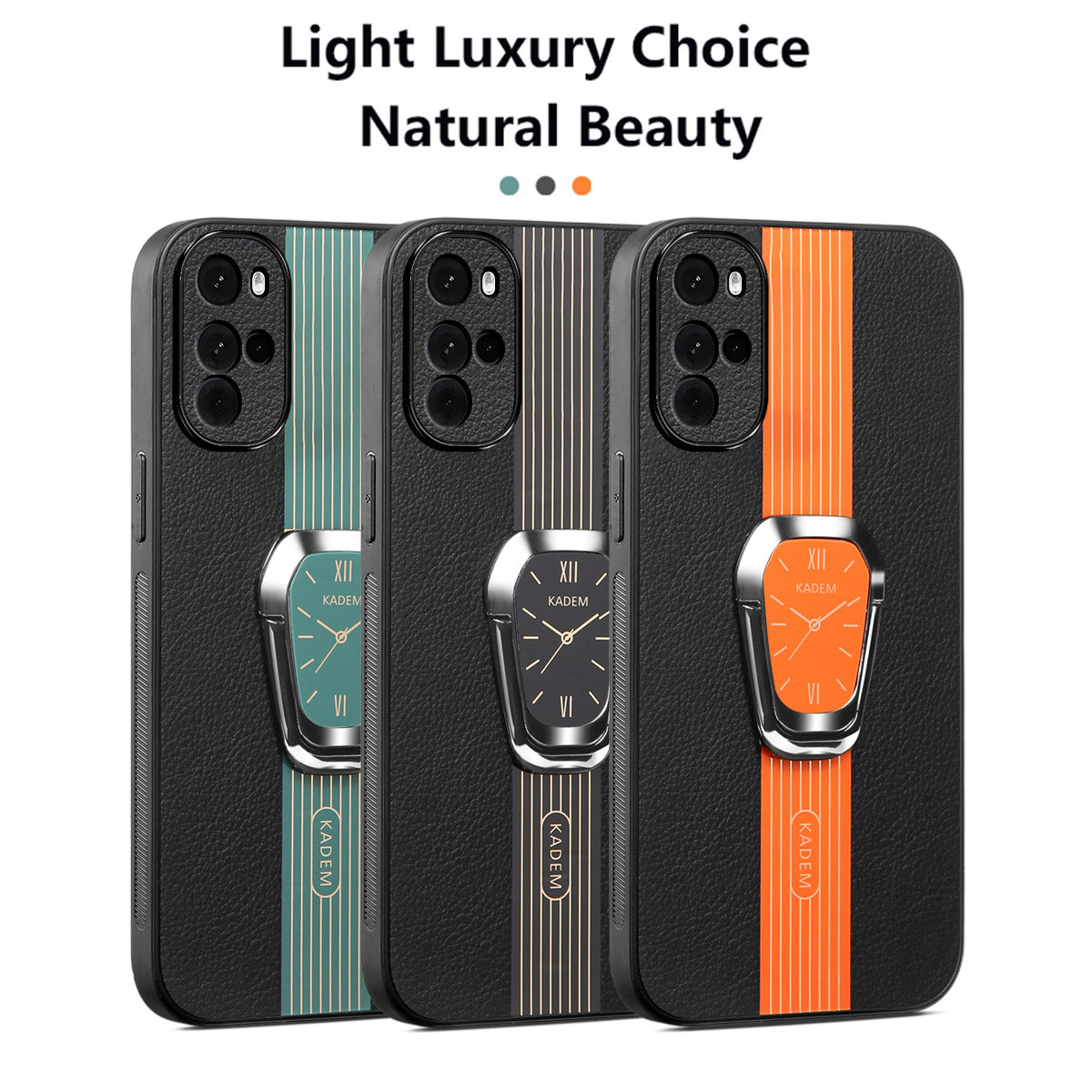 KADEM For Motorola Moto G22 Cover PU+TPU+Acrylic Anti-drop Phone Kickstand Case