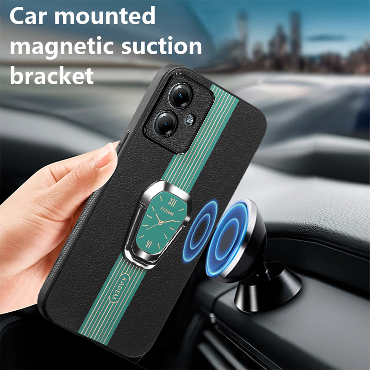 KADEM For Motorola Moto G14 4G Cover Folding Kickstand PU+TPU+Acrylic Cell Phone Case