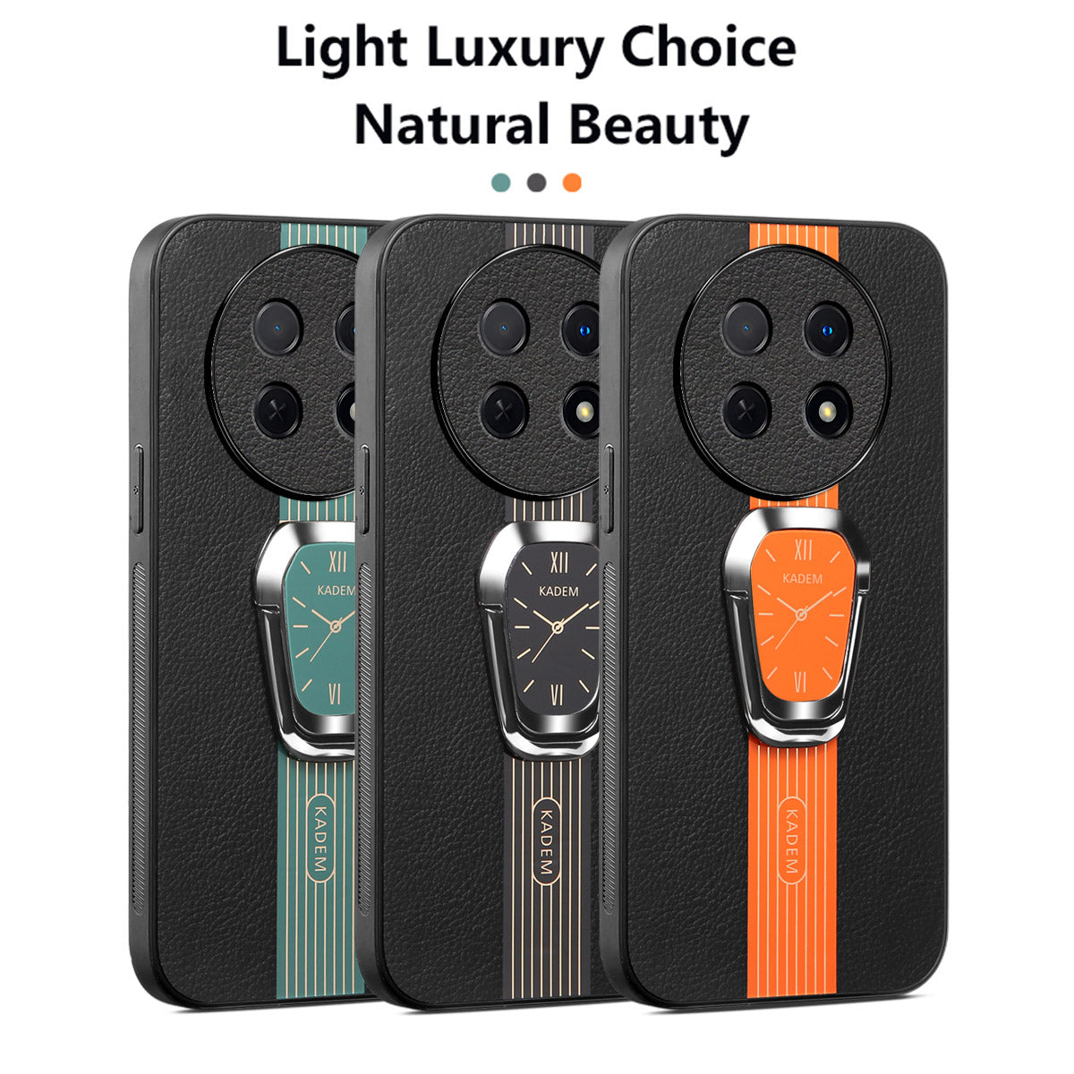 KADEM Back Cover for Realme 12 Hands-free Kickstand PU+TPU+Acrylic Mobile Phone Case