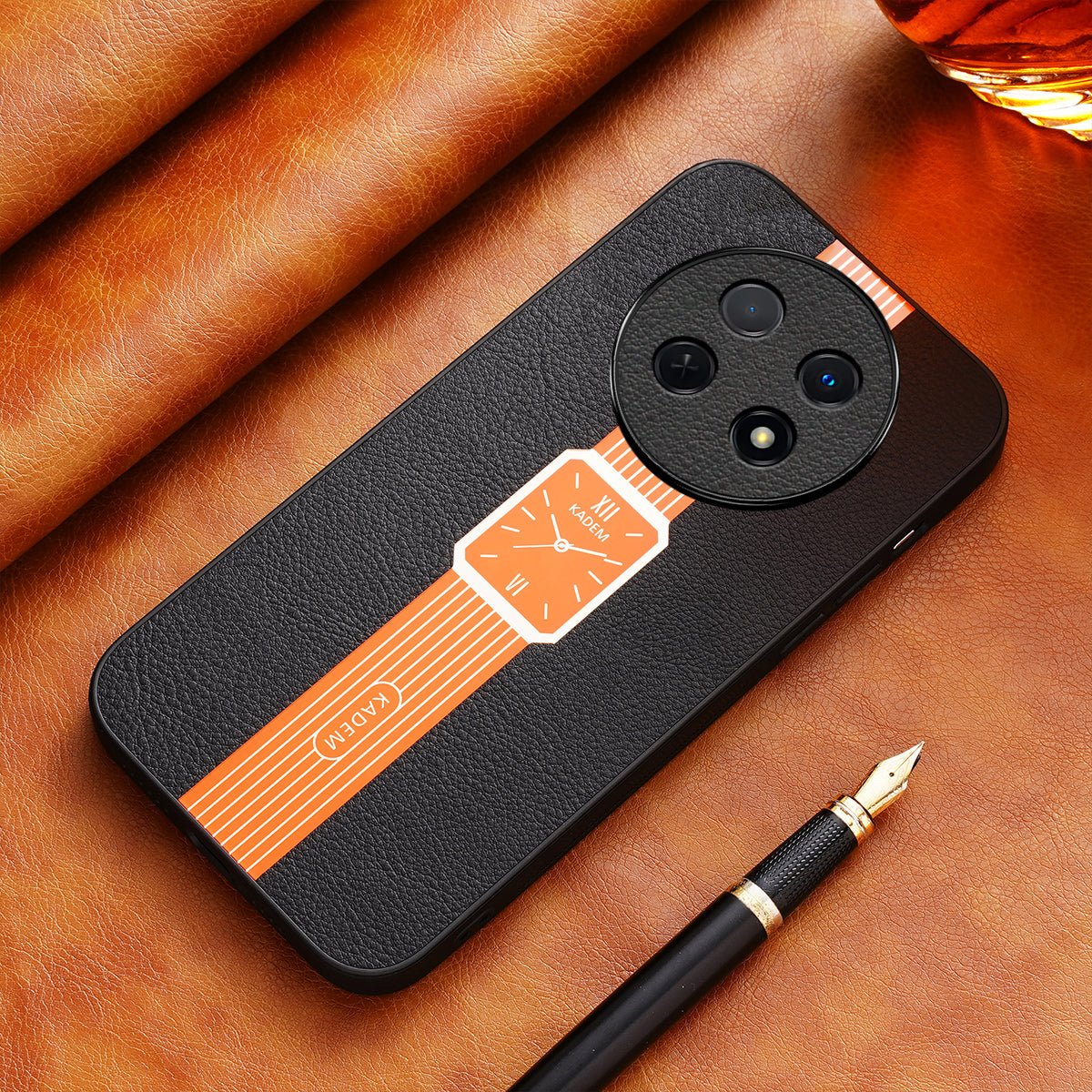 KADEM For Realme 12 Case PU+TPU+Acrylic Watch Pattern Anti-drop Phone Cover