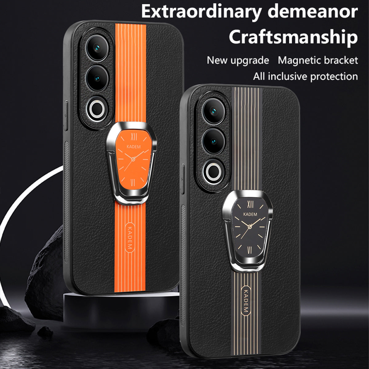 KADEM For OnePlus Ace 3V 5G Cover Folding Kickstand PU+TPU+Acrylic Shockproof Phone Case