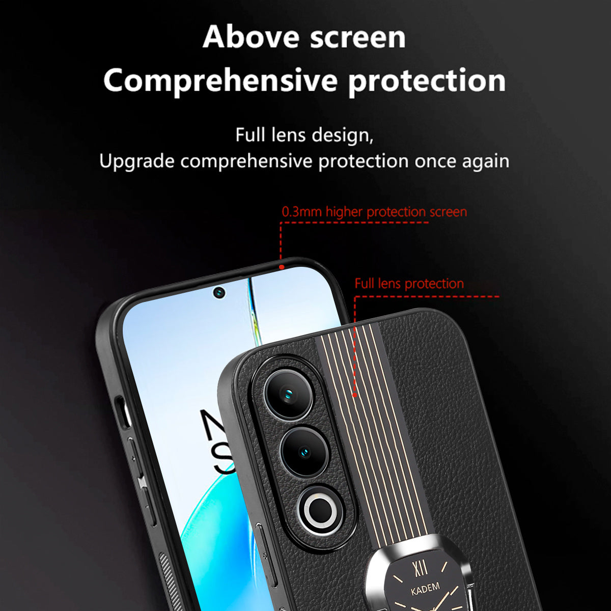 KADEM For OnePlus Ace 3V 5G Cover Folding Kickstand PU+TPU+Acrylic Shockproof Phone Case