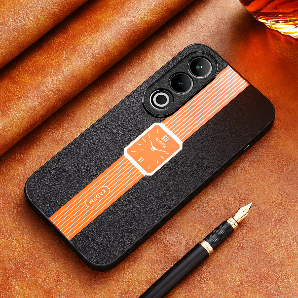 KADEM For OnePlus Ace 3V 5G Case Leather Coated TPU+Acrylic Phone Back Cover with Watch Pattern