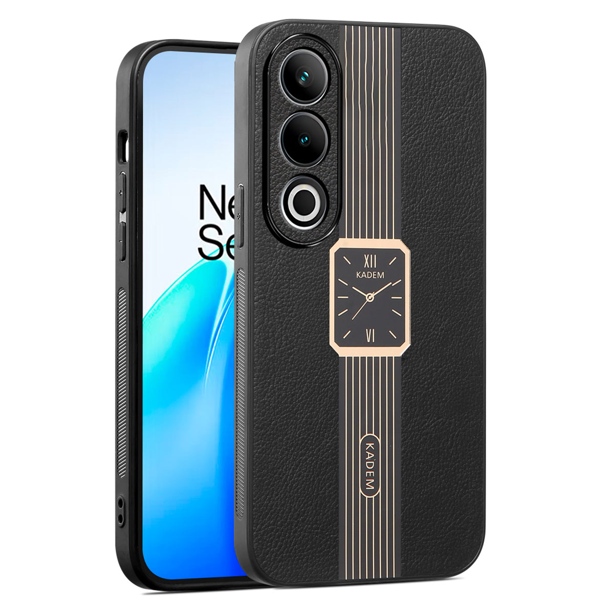 KADEM For OnePlus Ace 3V 5G Case Leather Coated TPU+Acrylic Phone Back Cover with Watch Pattern