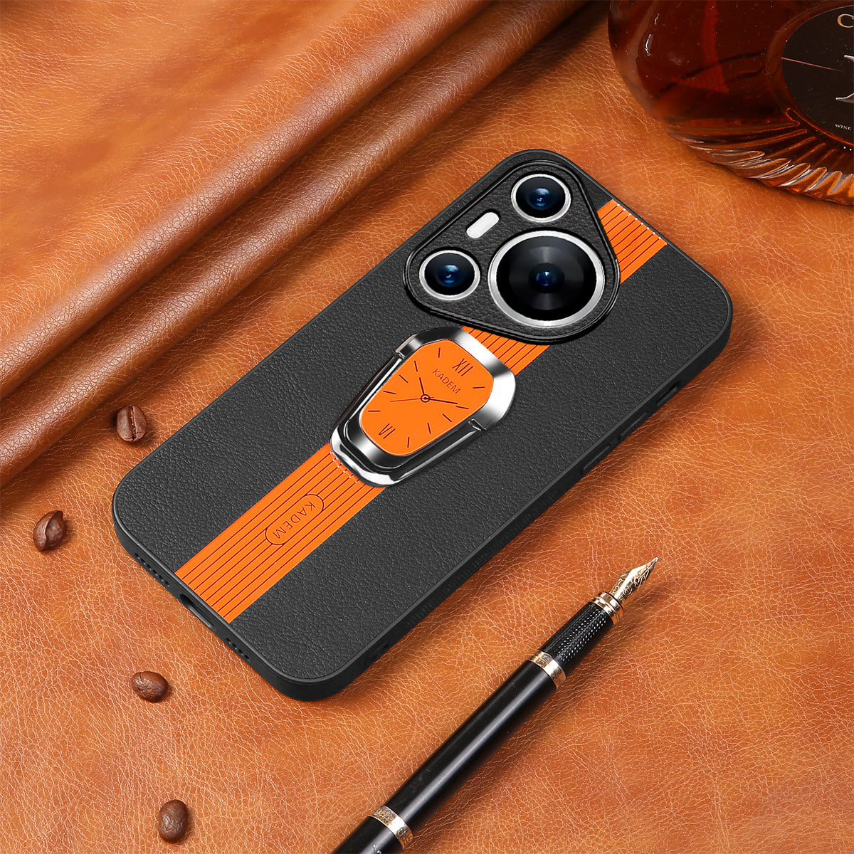 KADEM For Huawei Pura 70 Pro / Pura 70 Pro+ Folding Kickstand Cover PU+TPU+Acrylic Shockproof Phone Case
