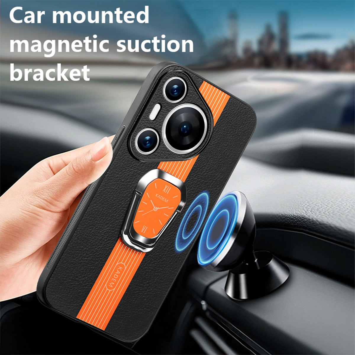 KADEM For Huawei Pura 70 Pro / Pura 70 Pro+ Folding Kickstand Cover PU+TPU+Acrylic Shockproof Phone Case