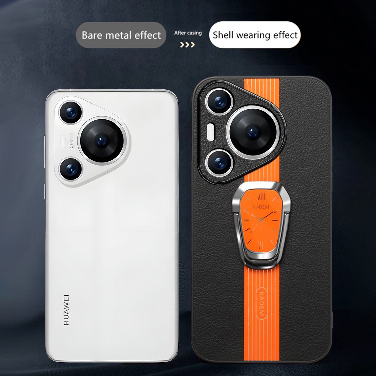 KADEM For Huawei Pura 70 Pro / Pura 70 Pro+ Folding Kickstand Cover PU+TPU+Acrylic Shockproof Phone Case