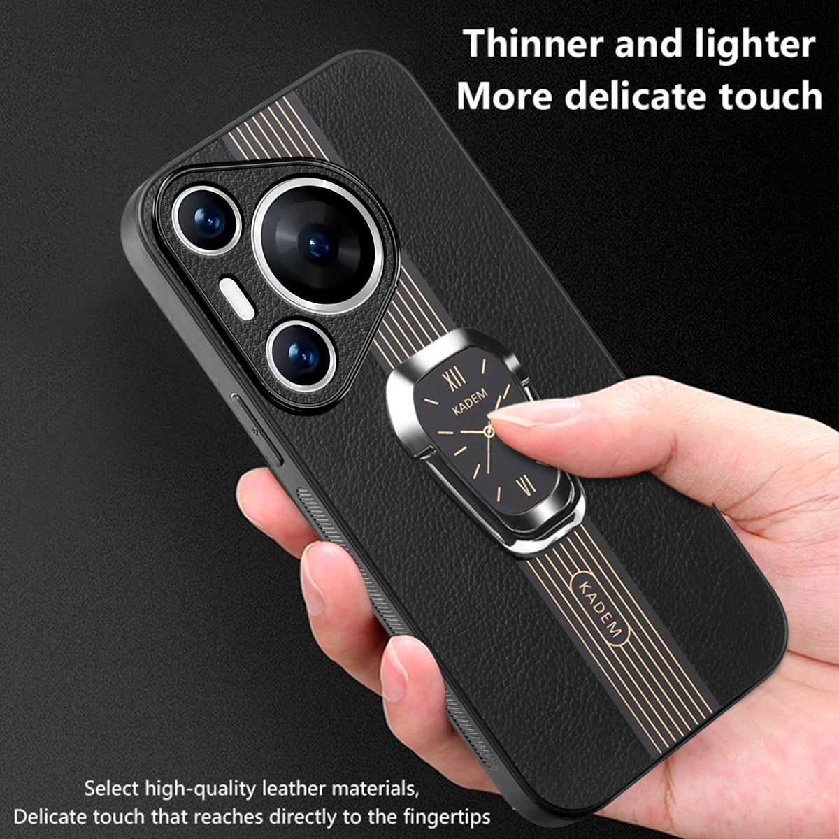 KADEM For Huawei Pura 70 Pro / Pura 70 Pro+ Folding Kickstand Cover PU+TPU+Acrylic Shockproof Phone Case