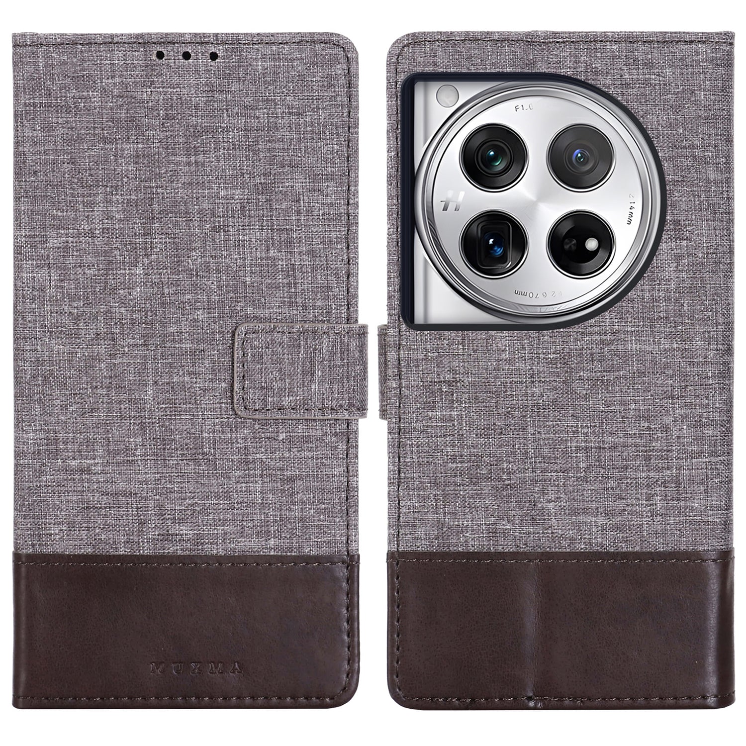 MUXMA MX102 For OnePlus 12 5G Case Magnetic Clasp Canvas+Leather+TPU Phone Wallet Cover