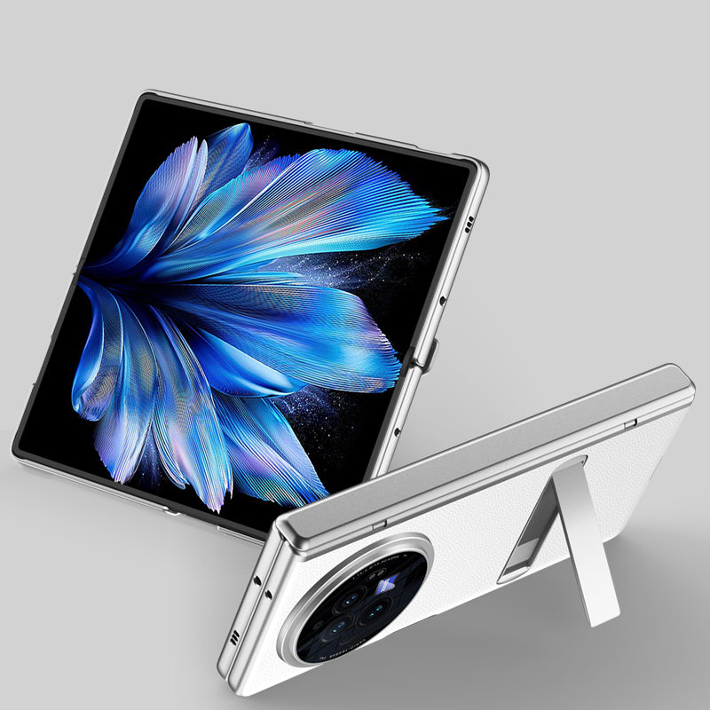 For vivo X Fold3 Case Magnetic Kickstand Leather+PC Phone Cover with Anti-spy Film