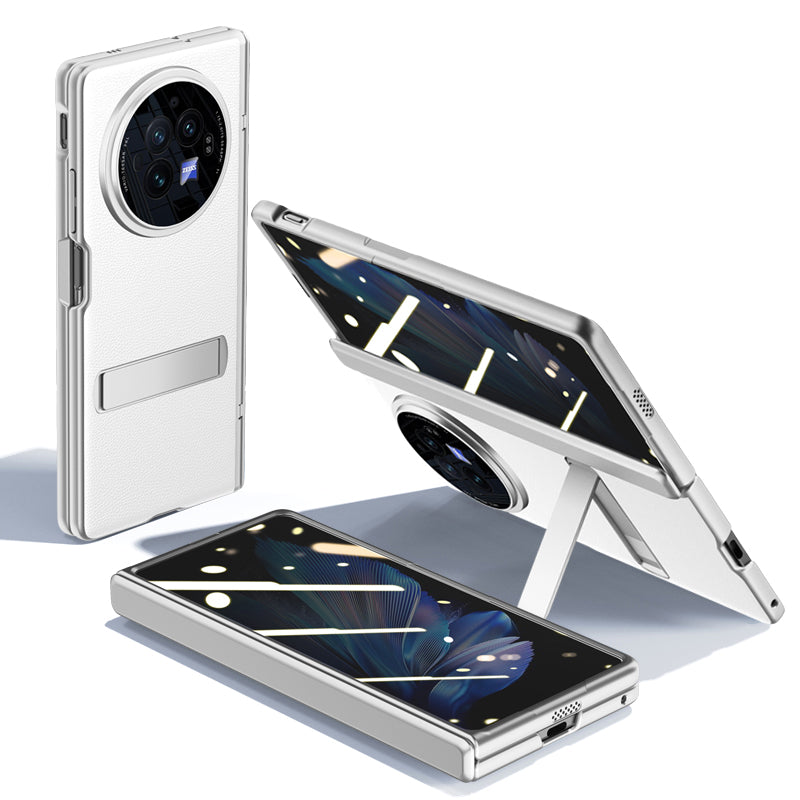 For vivo X Fold3 Case Magnetic Kickstand Leather+PC Phone Cover with Anti-spy Film