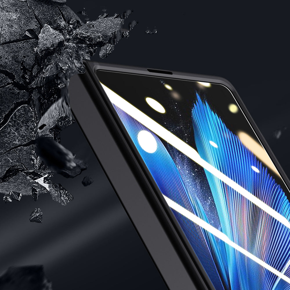 For vivo X Fold3 Case Leather Coated PC Magnetic Kickstand Phone Cover with HD Screen Film